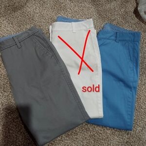Talbots Women's Pants - Gray and Blue Girlfriend Chinos